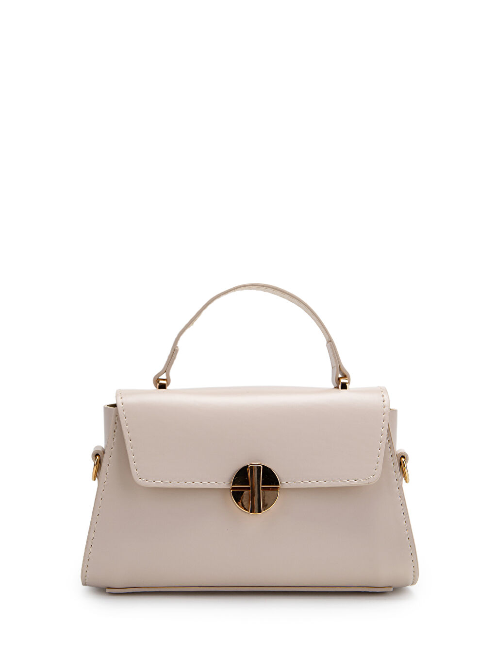 Ekru Uzun Askılı Suni Deri Kadın Çapraz Çanta Lenora Krem