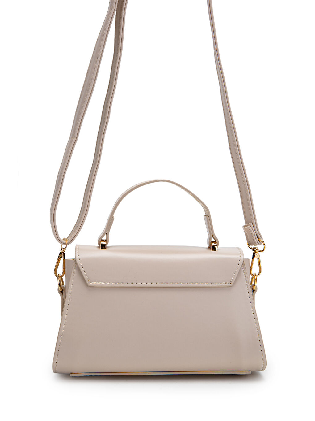 Ekru Uzun Askılı Suni Deri Kadın Çapraz Çanta Lenora Krem-3