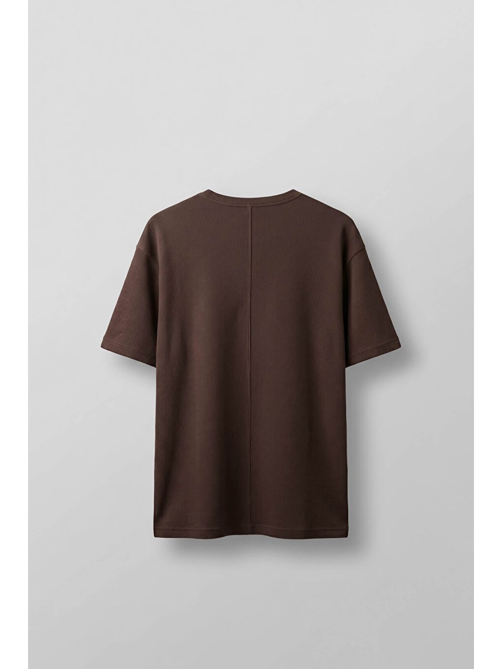 Erkek Relaxed Fit Fitilli Örme Düğmeli Yaka T-Shirt Kahverengi-1