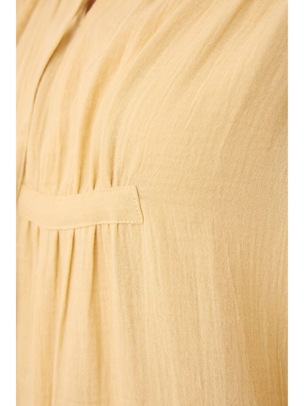 Çok Büzgülü Müslin Tunik Soft Sarı-2
