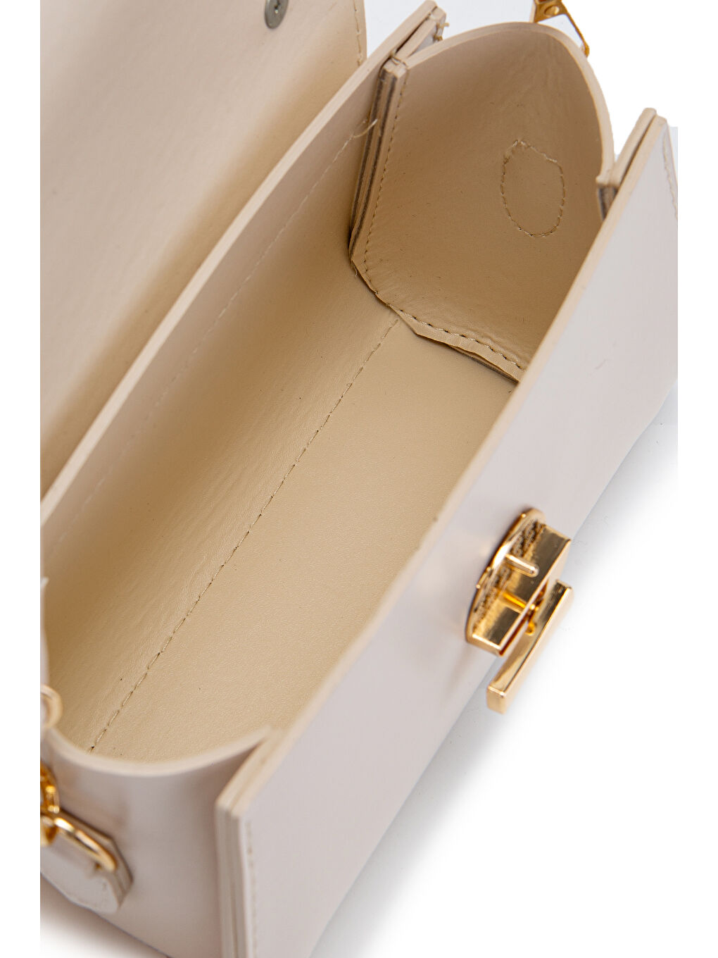 Ekru Uzun Askılı Suni Deri Kadın Çapraz Çanta Lenora Krem-4