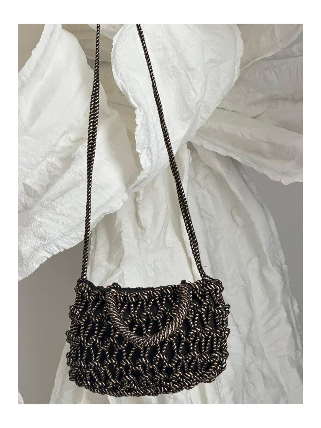 Makrome Siyah Hasır Çanta CNT1124-1