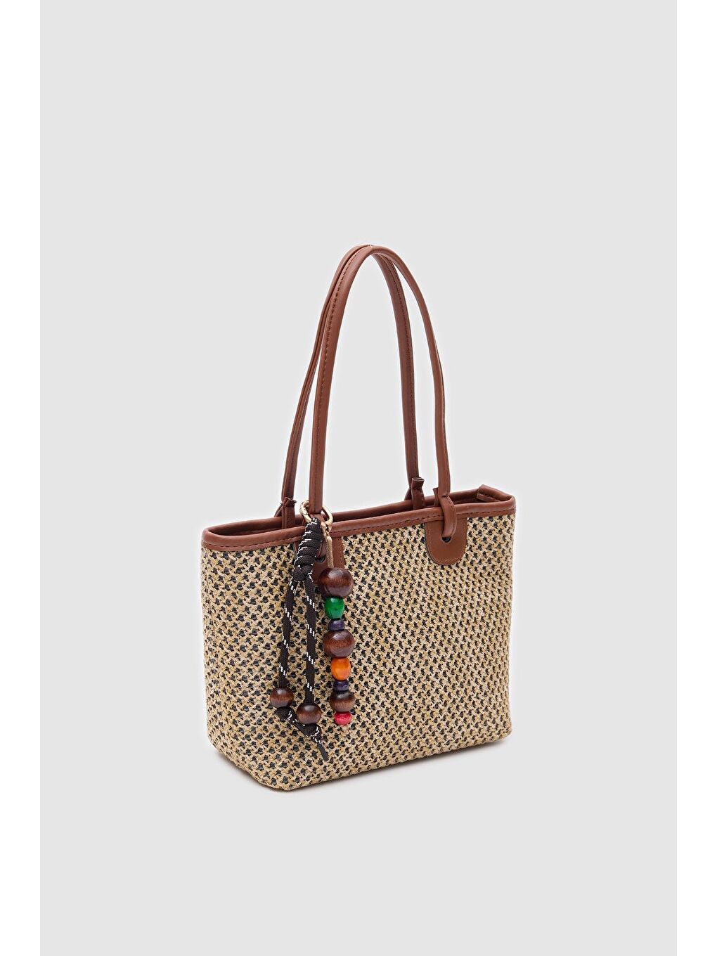 Kahverengi Roen Hasır Omuz Çantası Taba-5