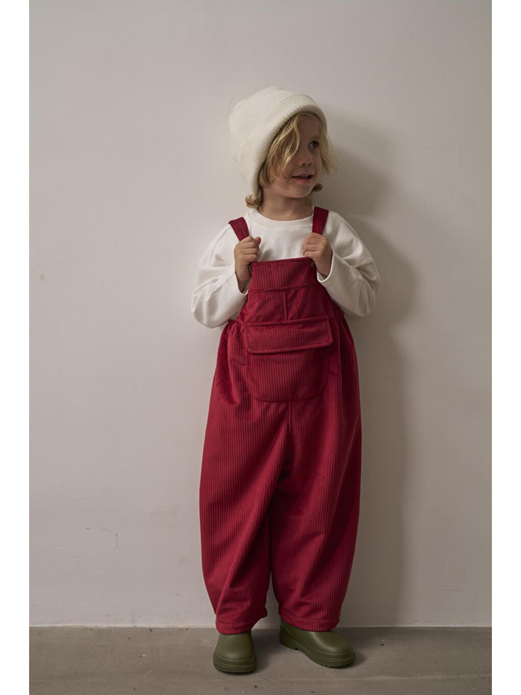 Bordo Childhood Velvet Çocuk Salopet Tulum-1