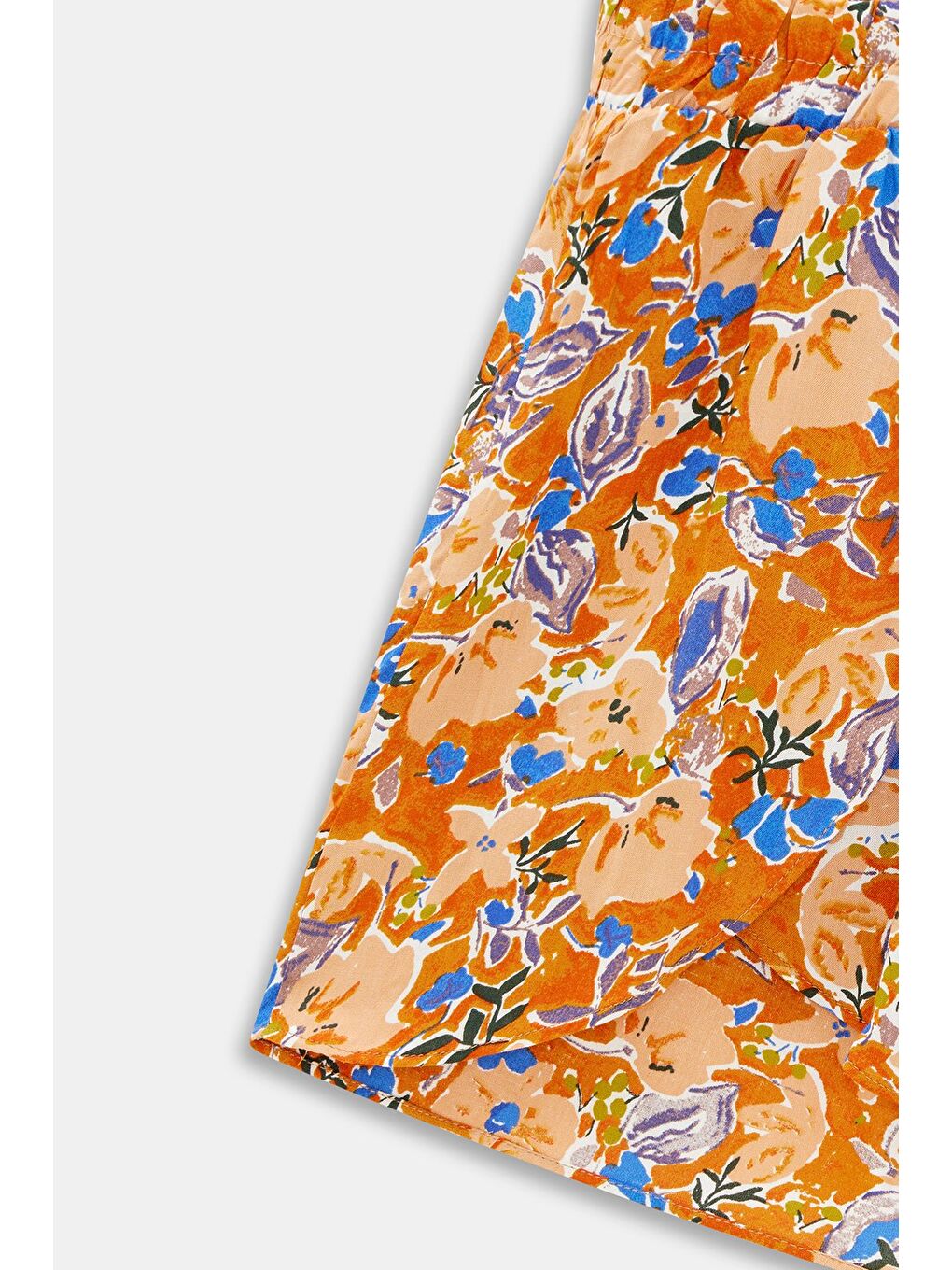 Beyaz Çok Renkli Kadın Beli Lastikli Önü Parçalı Dokuma Şort - Viskon-2