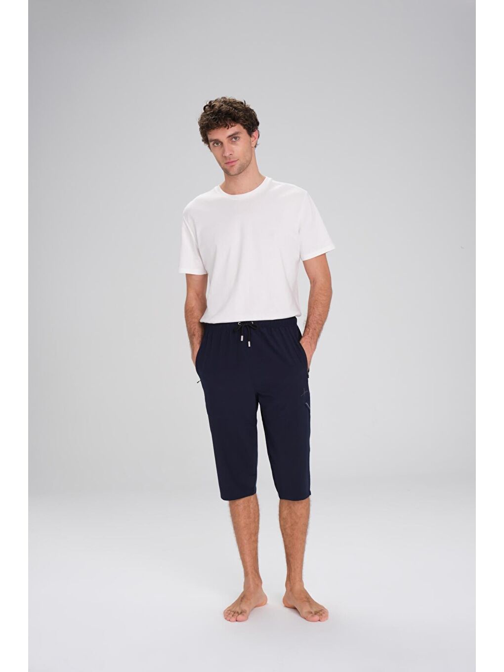 Lacivert Uzun Erkek Havuz Ve Deniz Şortu 2426-1