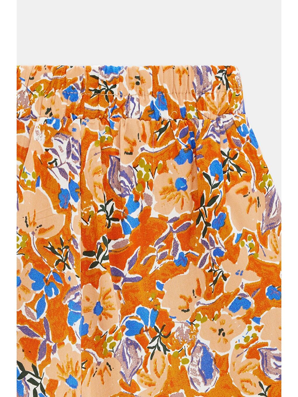 Beyaz Çok Renkli Kadın Beli Lastikli Önü Parçalı Dokuma Şort - Viskon-3