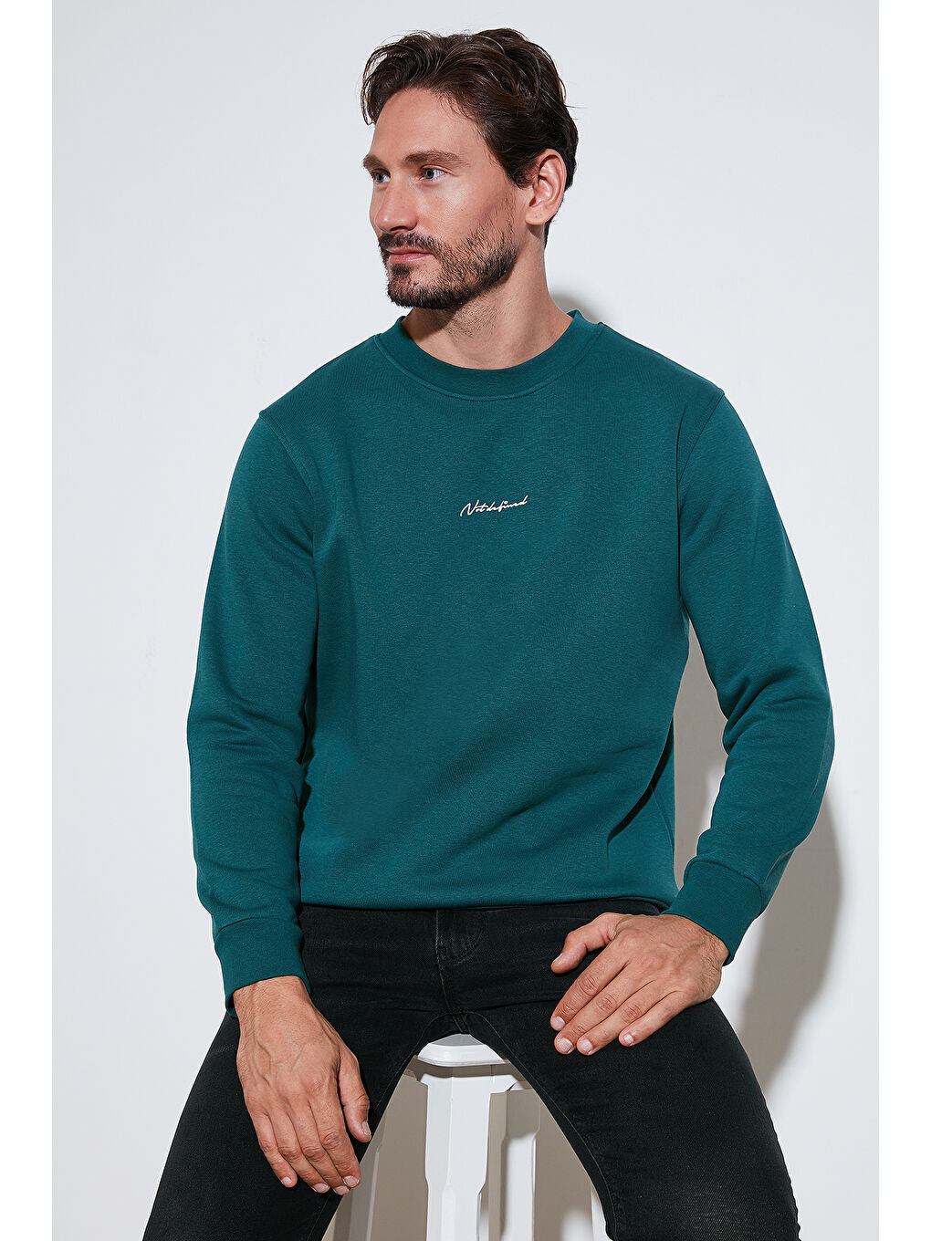 Buratti Petrol Pamuklu Regular Fit Bisiklet Yaka Erkek Sweatshirt 59050121