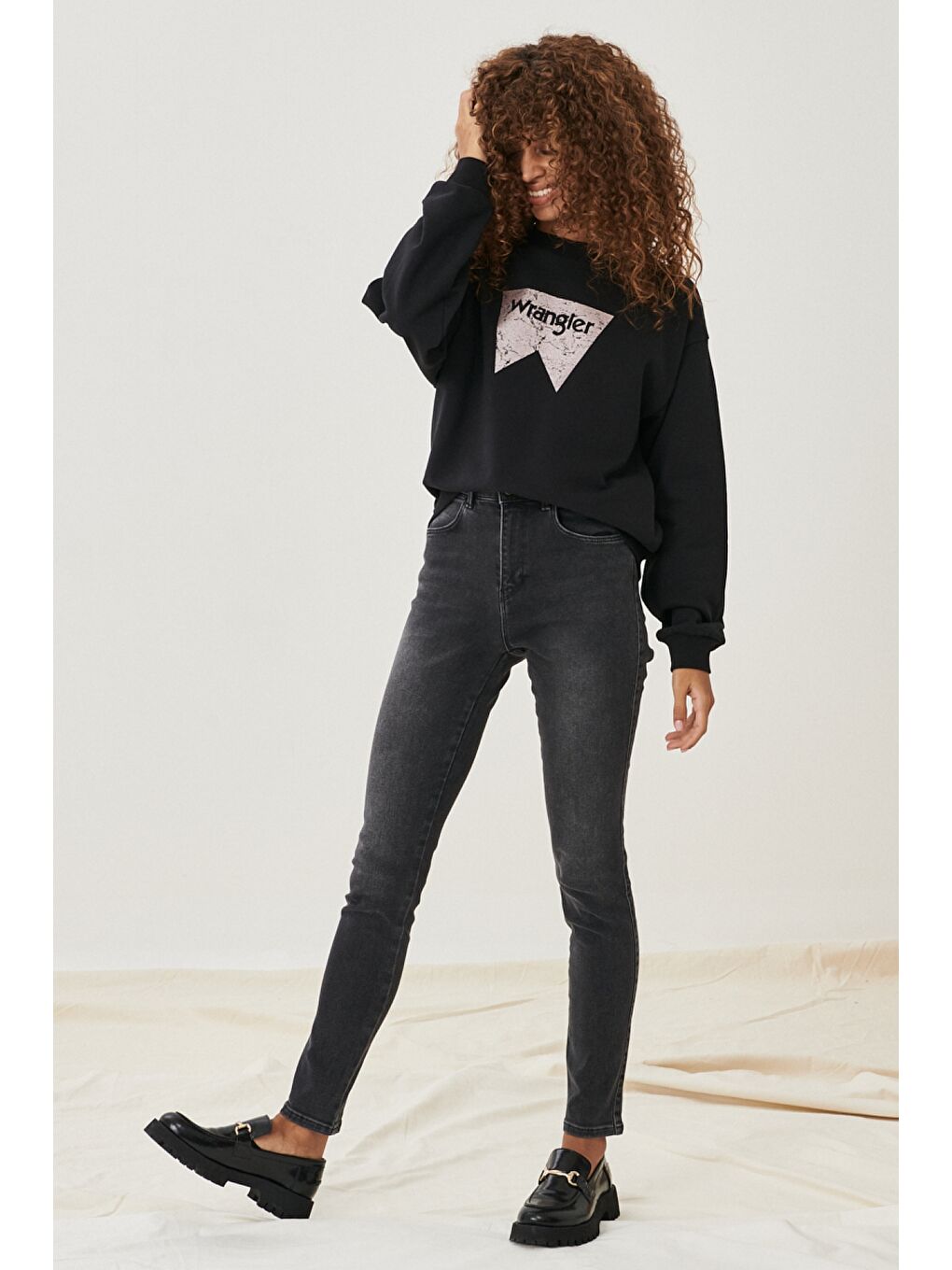 Antrasit High Rise Skinny Fit Denim Esnek Yüksek Bel Jean Jean Pantolon-2