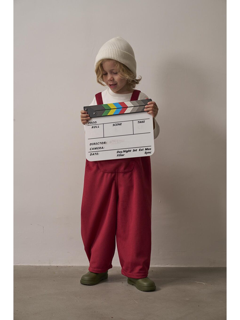 Bordo Childhood Velvet Çocuk Salopet Tulum-4