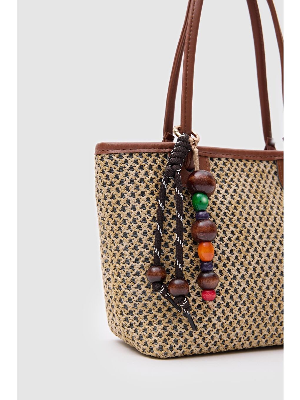 Kahverengi Roen Hasır Omuz Çantası Taba-7