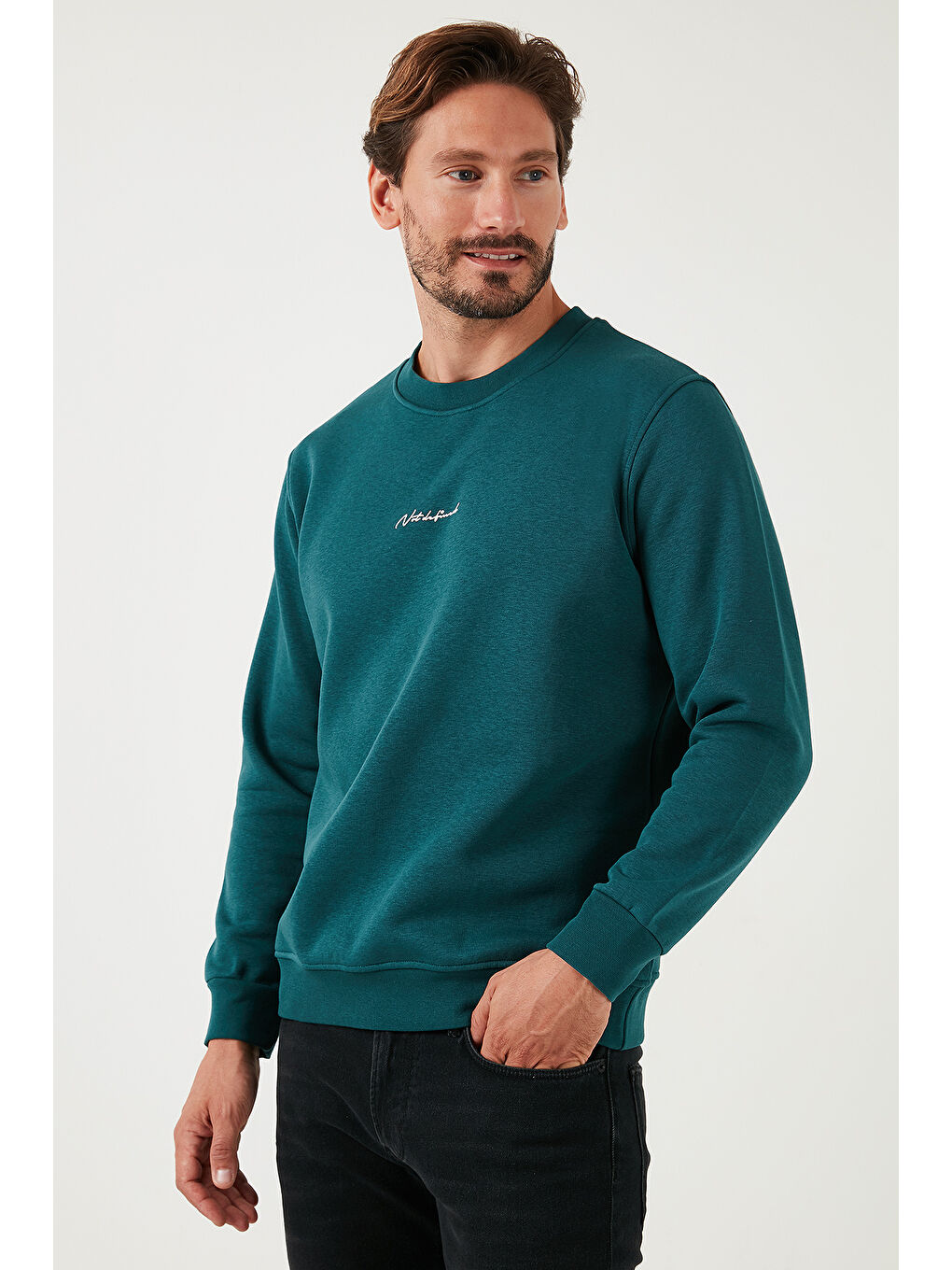 Buratti Petrol Pamuklu Regular Fit Bisiklet Yaka Erkek Sweatshirt 59050121 - 2