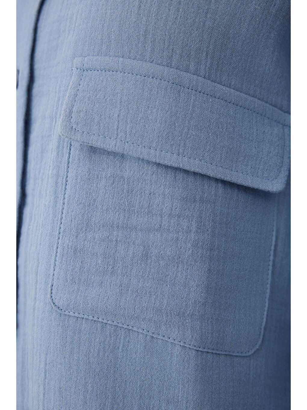 Müslin Cepli Gömlek Pastel Mavi-2