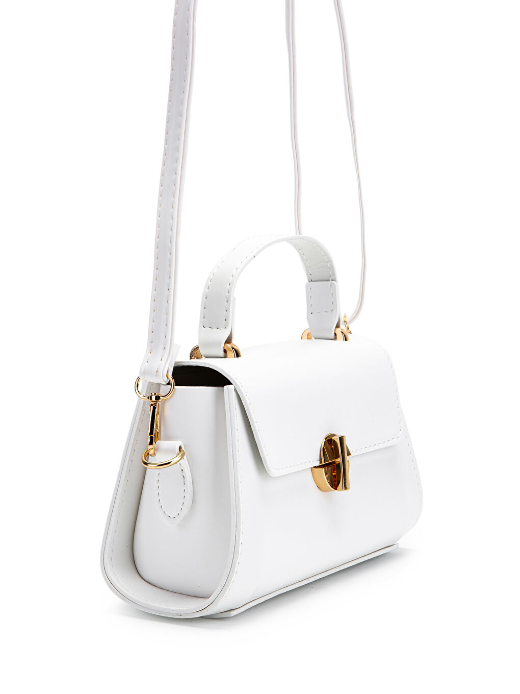 Uzun Askılı Suni Deri Kadın Çapraz Çanta Lenora Beyaz-2