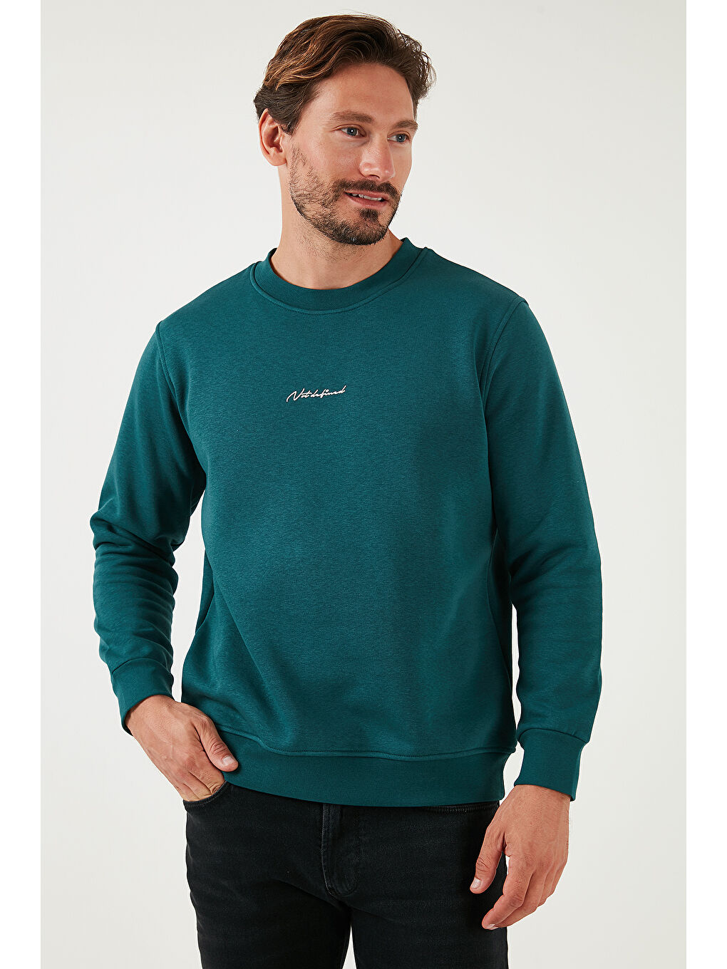 Buratti Petrol Pamuklu Regular Fit Bisiklet Yaka Erkek Sweatshirt 59050121 - 4