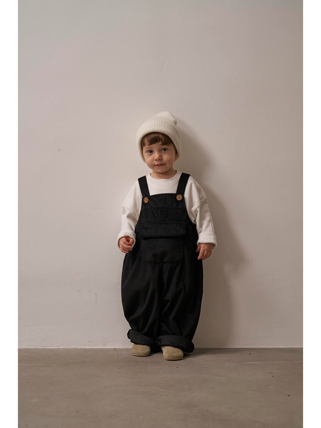 Siyah Childhood Velvet Çocuk Salopet Tulum-3