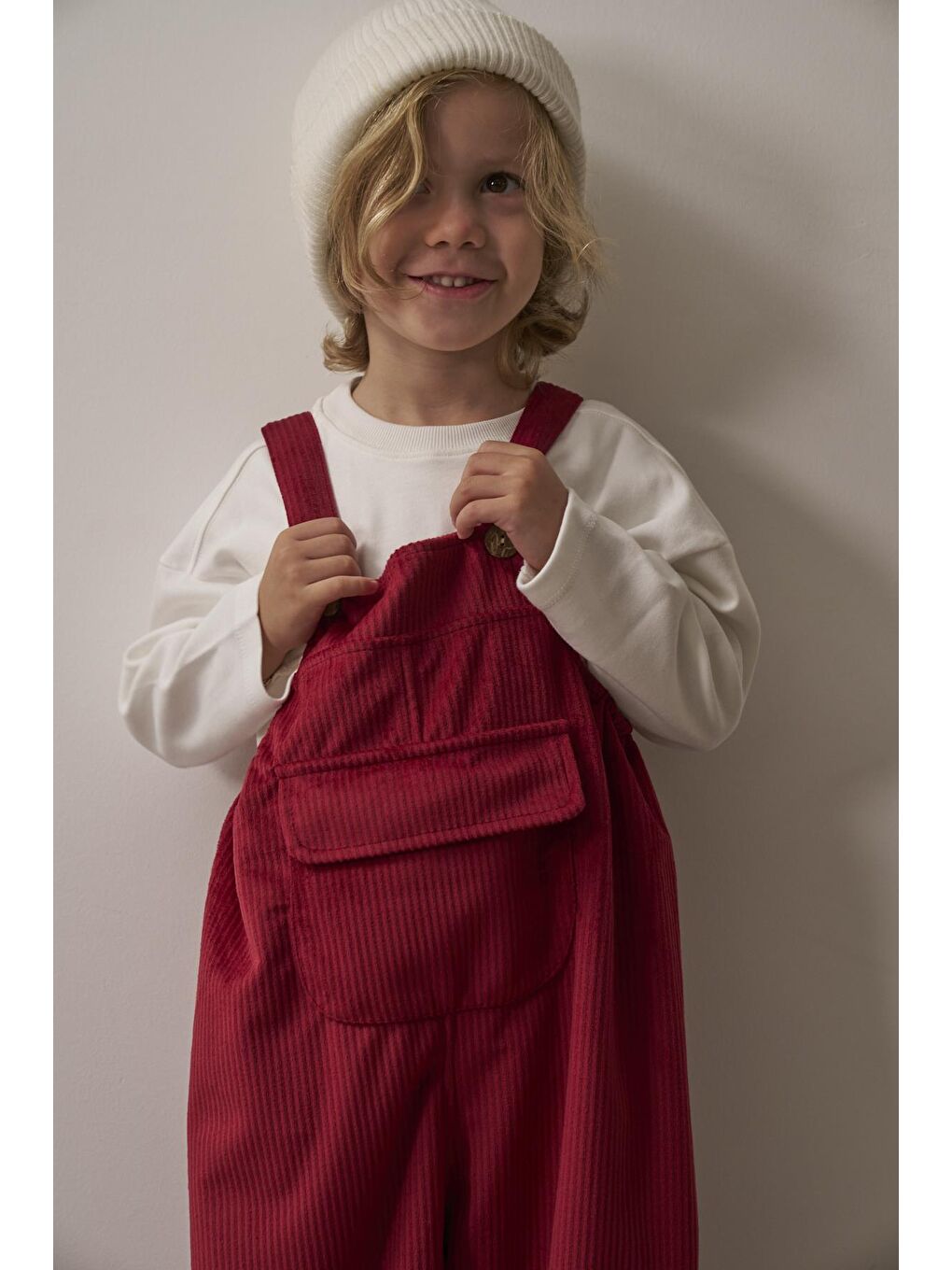 Bordo Childhood Velvet Çocuk Salopet Tulum-6