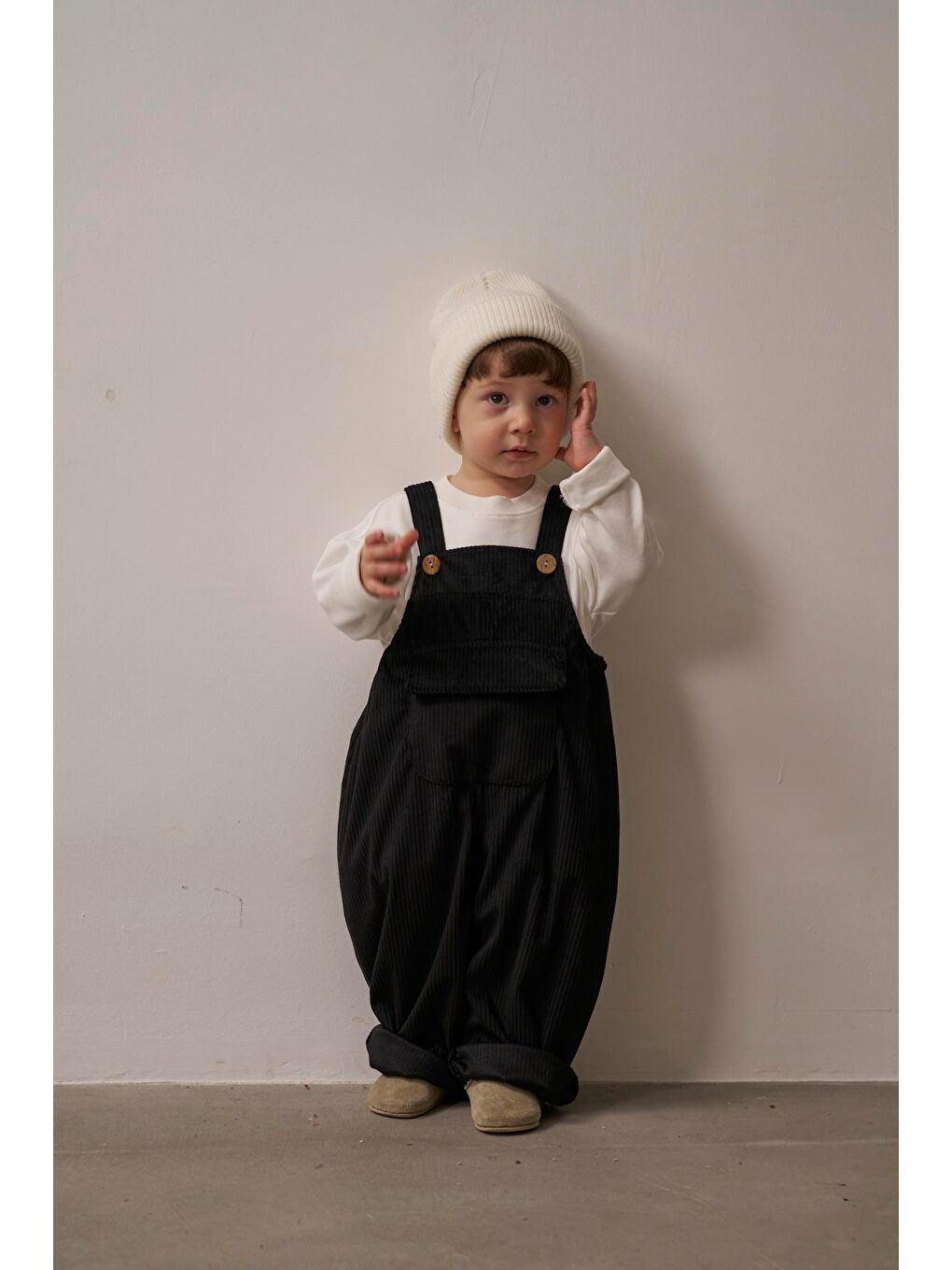 Siyah Childhood Velvet Çocuk Salopet Tulum-4