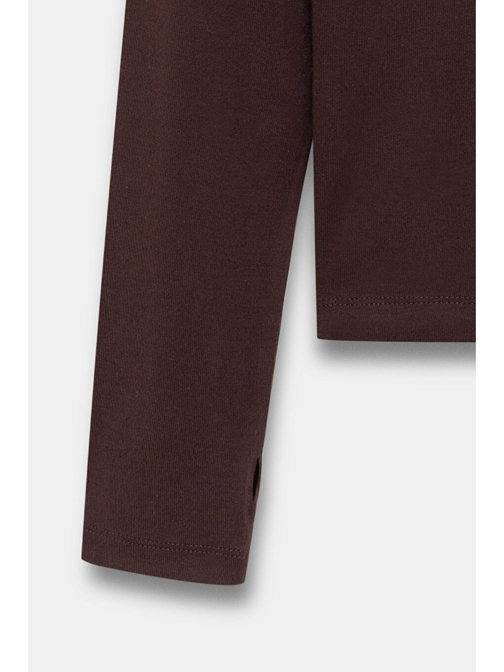 Kahverengi Kadın Bisiklet Yaka Parmak Geçmeli Uzun Kollu Body/Bluz-3