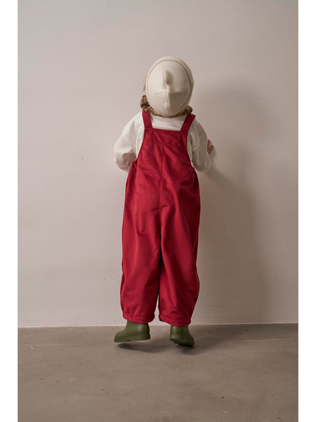 Bordo Childhood Velvet Çocuk Salopet Tulum-8