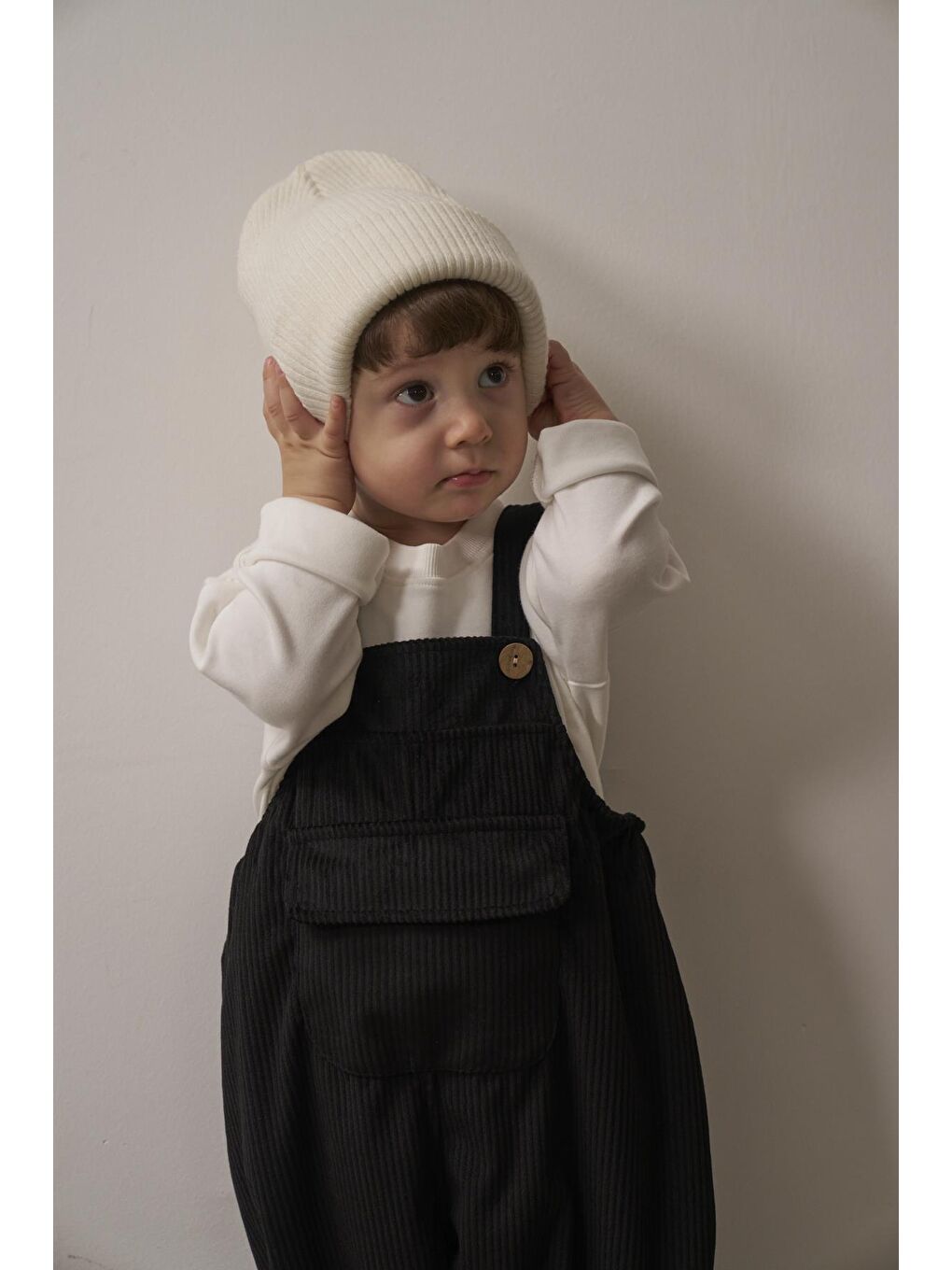 Siyah Childhood Velvet Çocuk Salopet Tulum-5