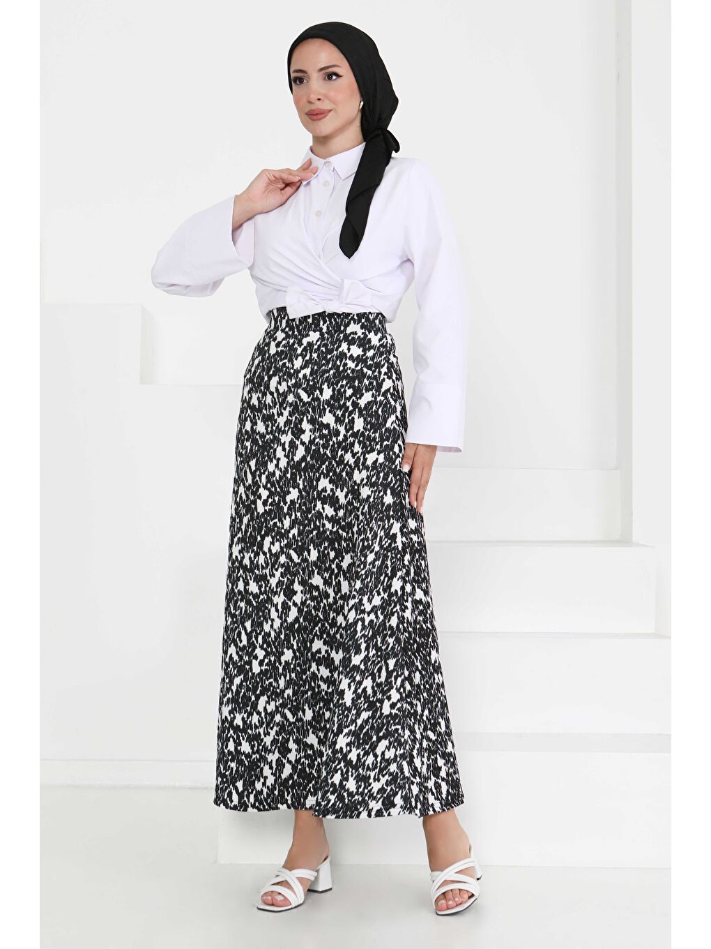 Desenli Kiloş Etek Siyah - 27373