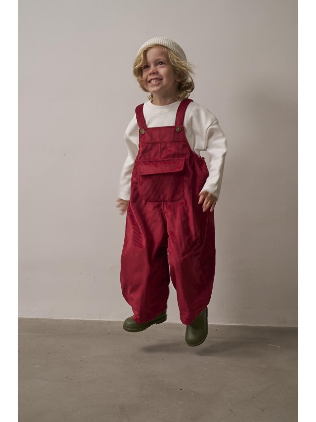 Bordo Childhood Velvet Çocuk Salopet Tulum-9