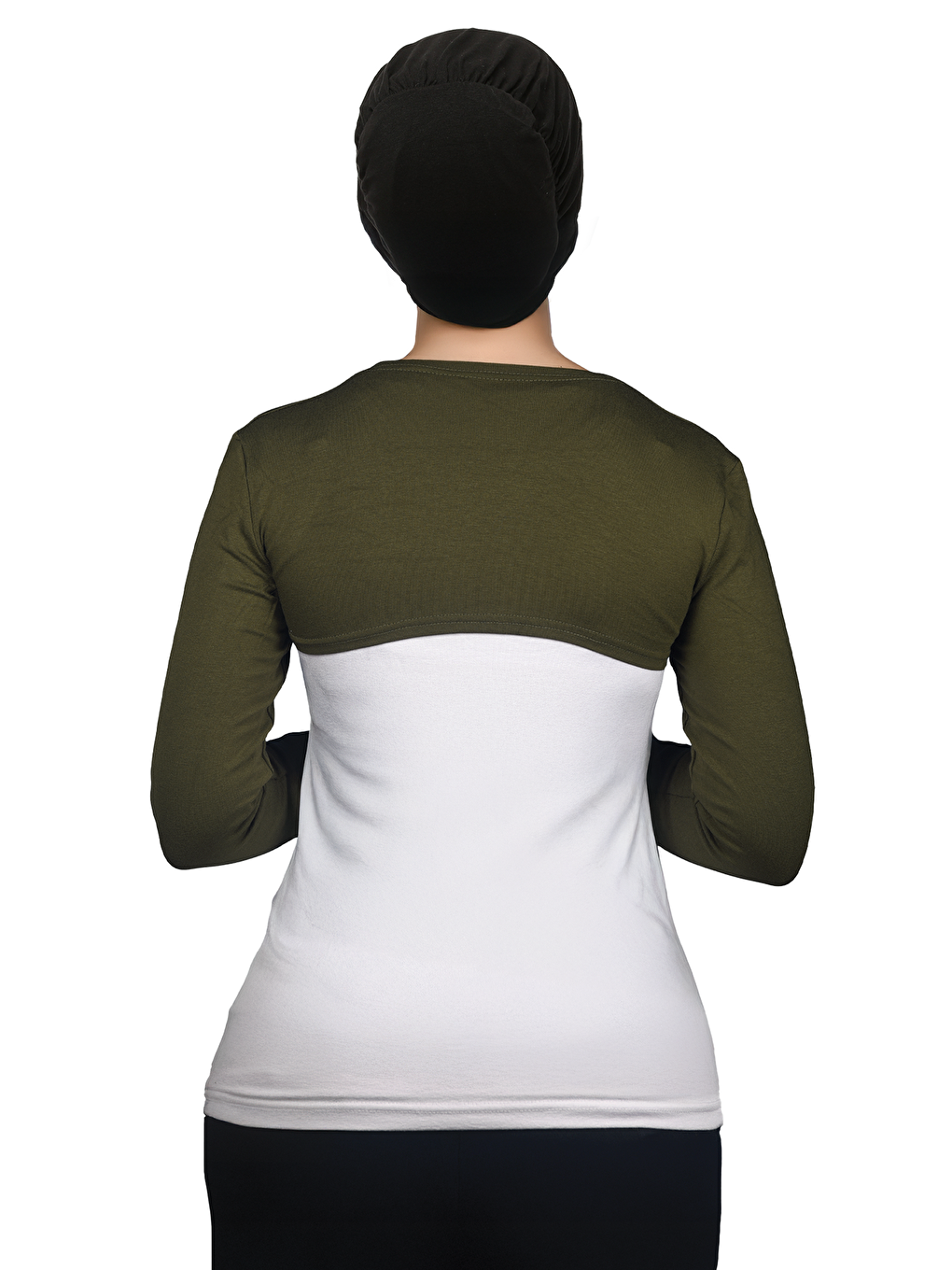 Haki Uzun Kollu Tesettür Bolero-3