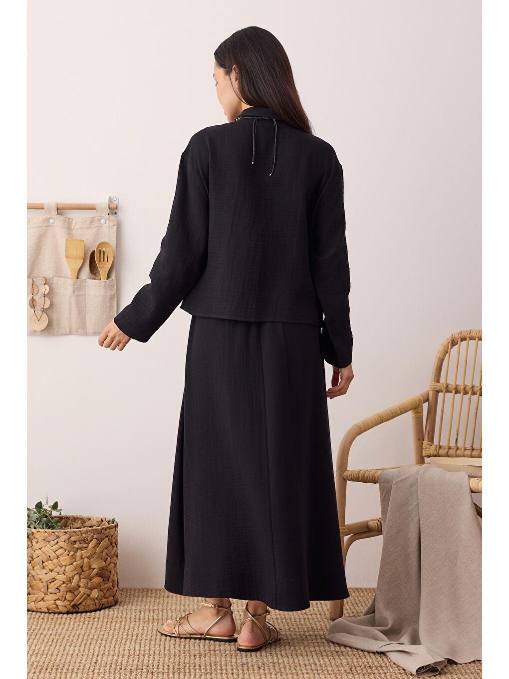 Müslin Cepli Gömlek Siyah-1