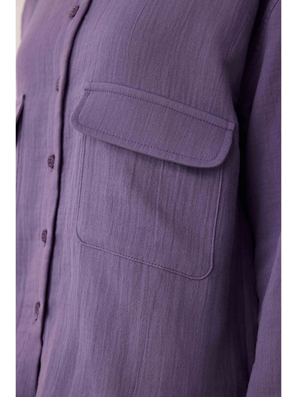 Mor Müslin Cepli Gömlek Menekşe-2