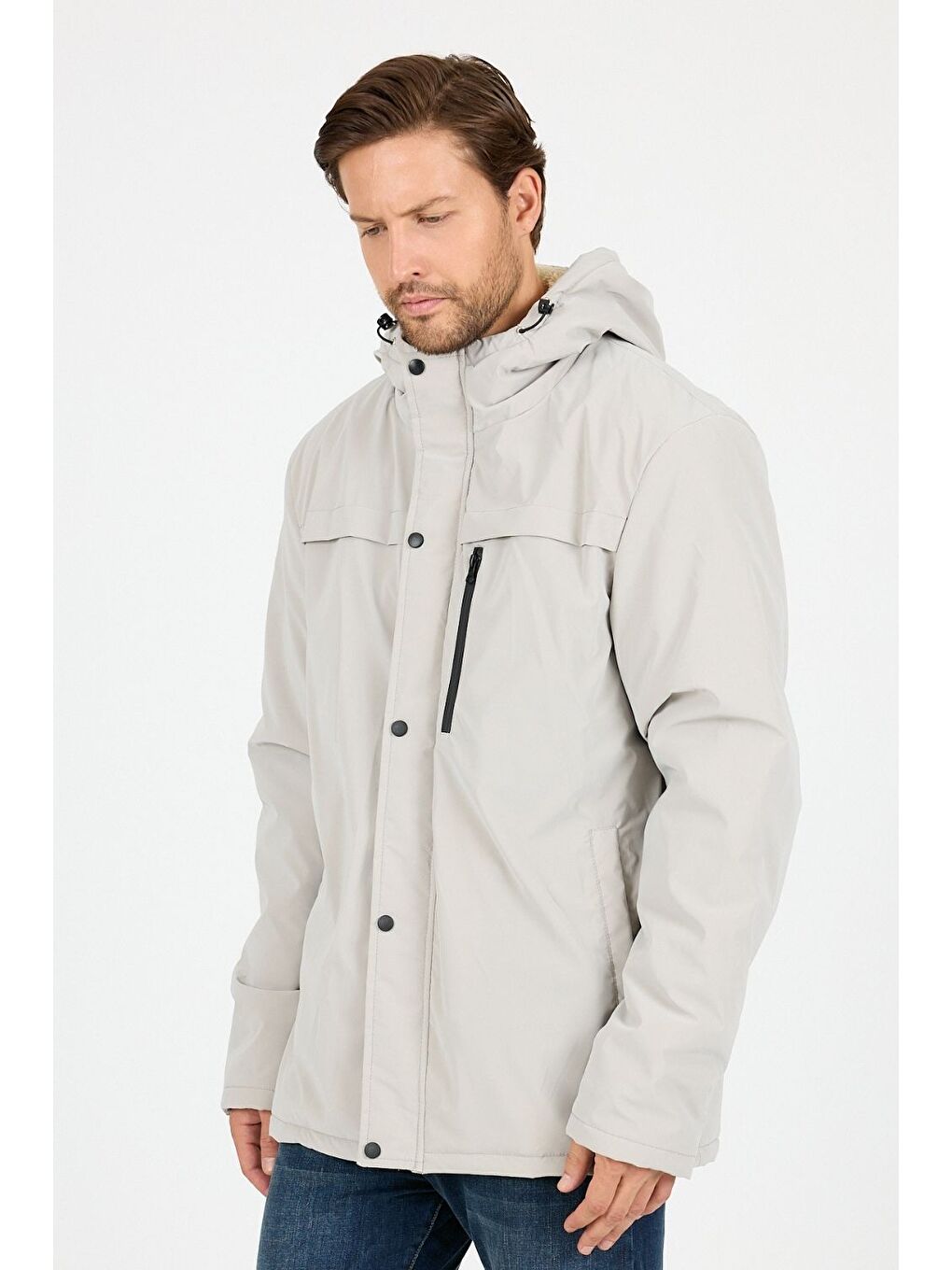 Ekru Vibes x Avmteks Kürklü Kapüşon Detaylı Mont 007-4