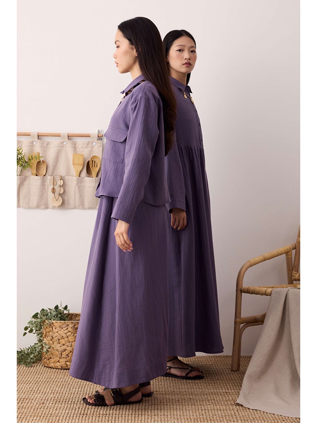 Mor Müslin Cepli Gömlek Menekşe-4