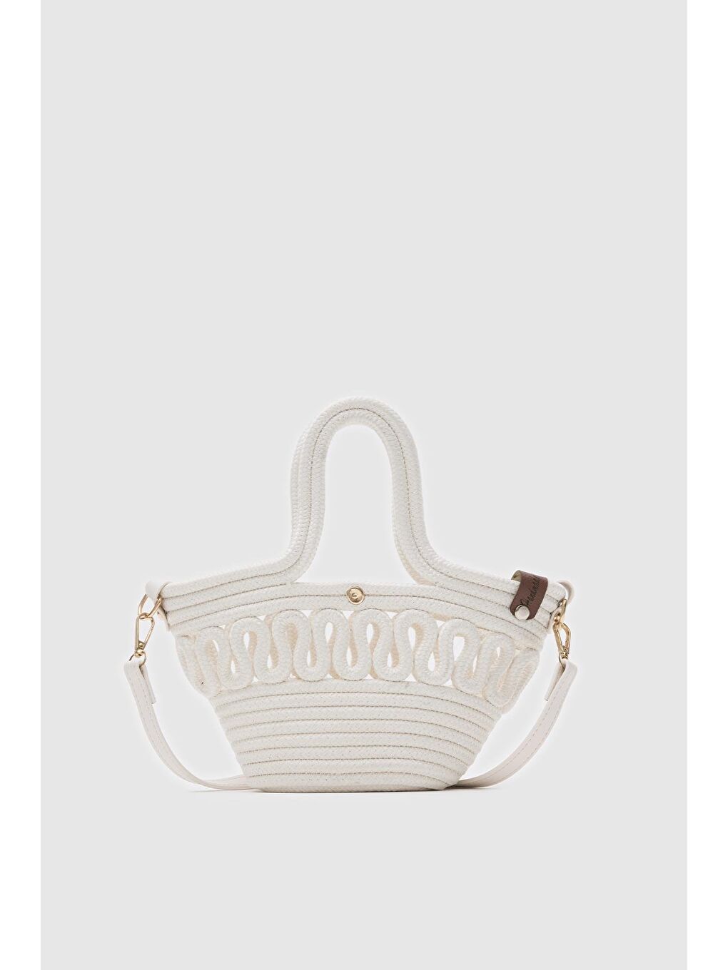 Ekru Ortega Handmade Mini Hasır Çapraz Çanta Krem
