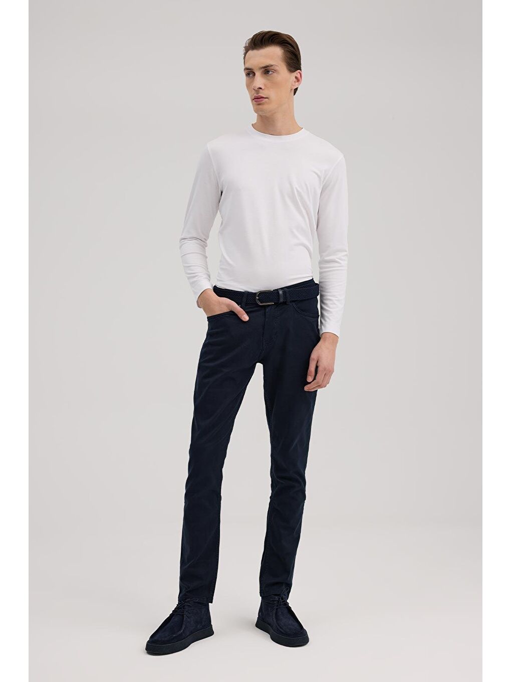 Lacivert Slim Fit Spor Kanvas Pantolon