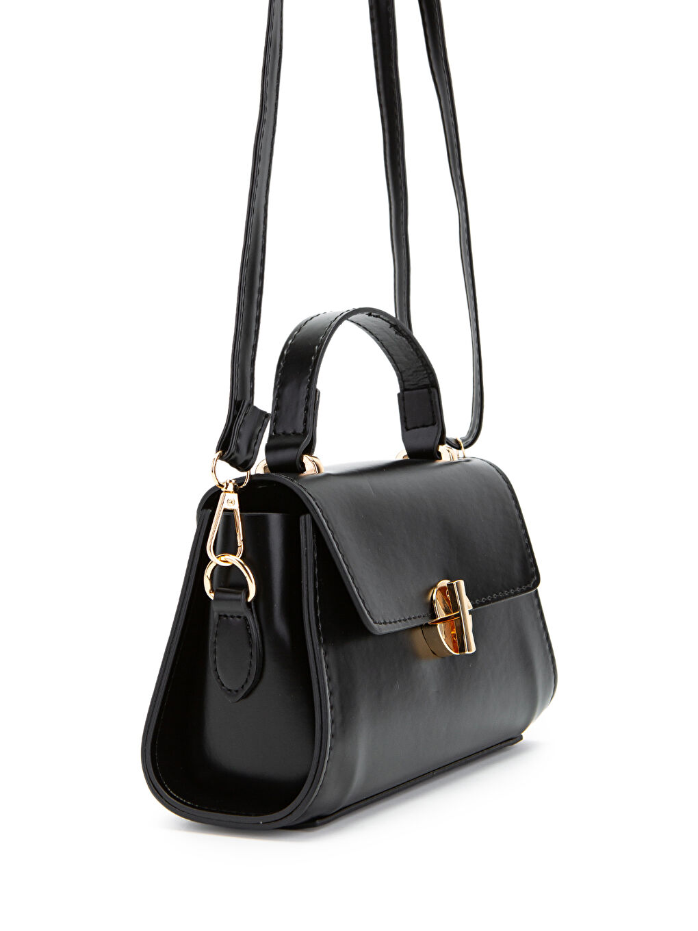 Uzun Askılı Suni Deri Kadın Çapraz Çanta Lenora Siyah-2