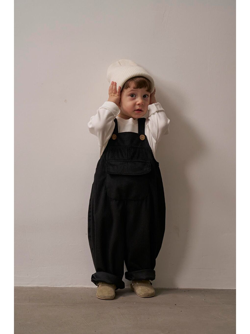 Siyah Childhood Velvet Çocuk Salopet Tulum-9