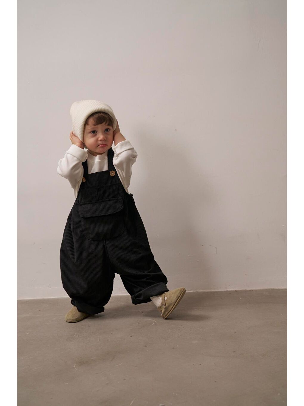 Siyah Childhood Velvet Çocuk Salopet Tulum-10