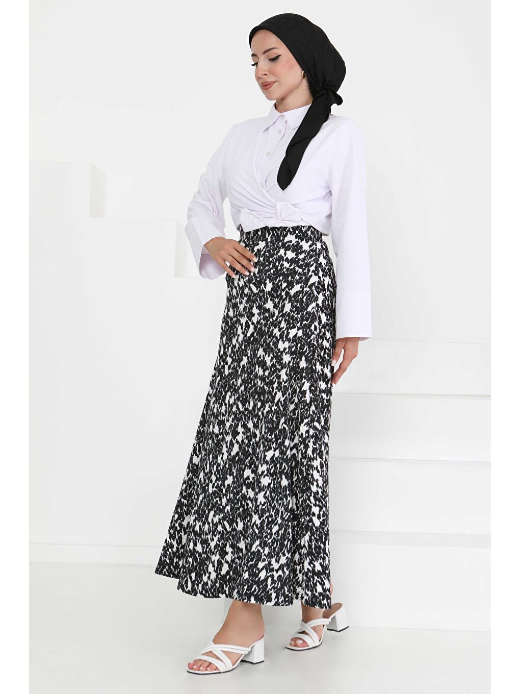 Desenli Kiloş Etek Siyah - 27373-1