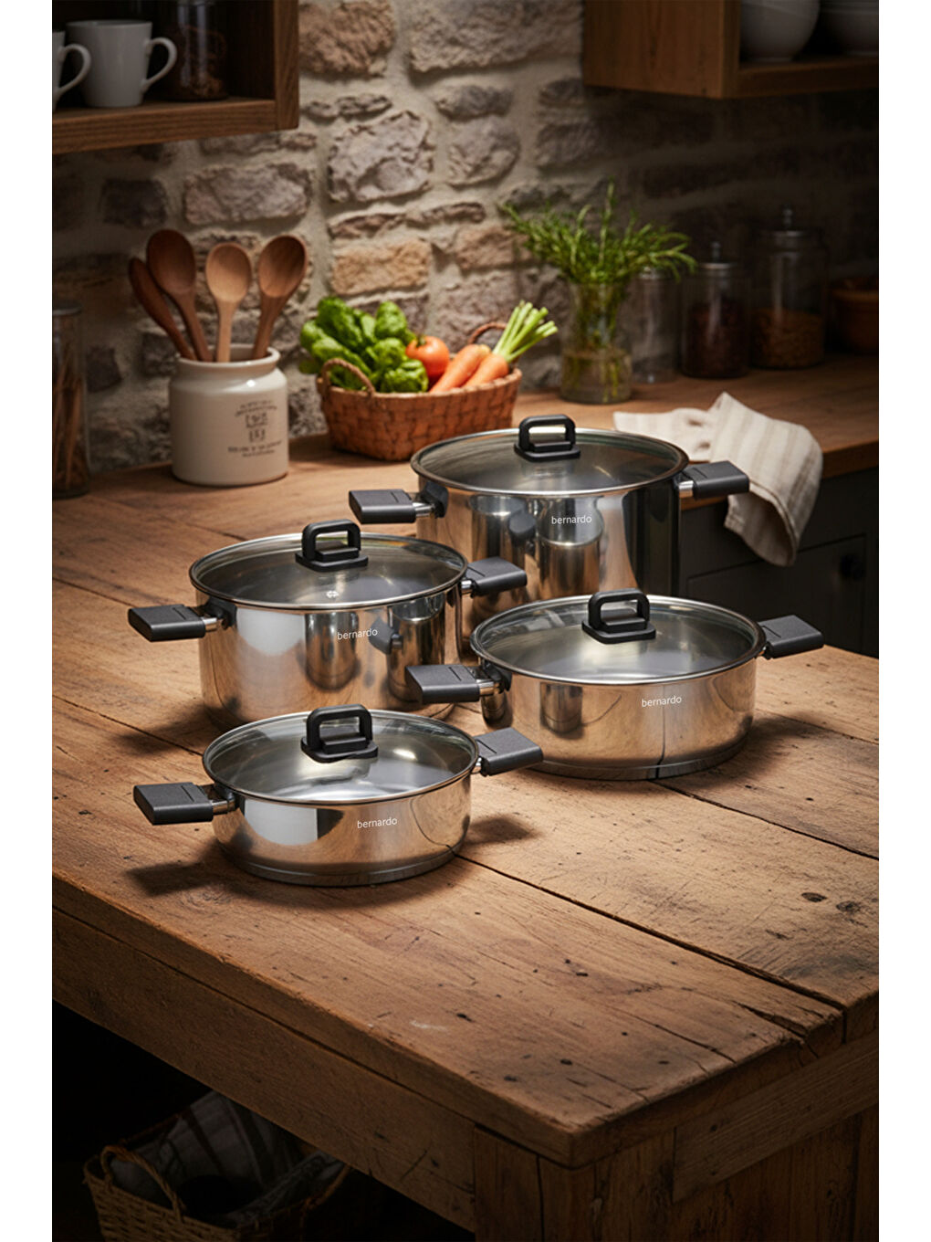 Gri Stella 8 Parça Çelik Tencere Seti