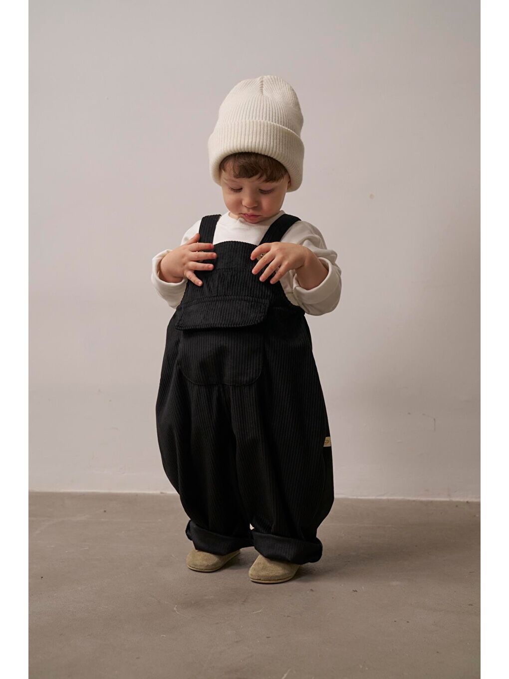 Siyah Childhood Velvet Çocuk Salopet Tulum-11