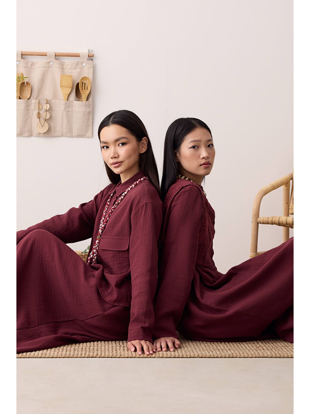 Müslin Cepli Gömlek Bordo-1