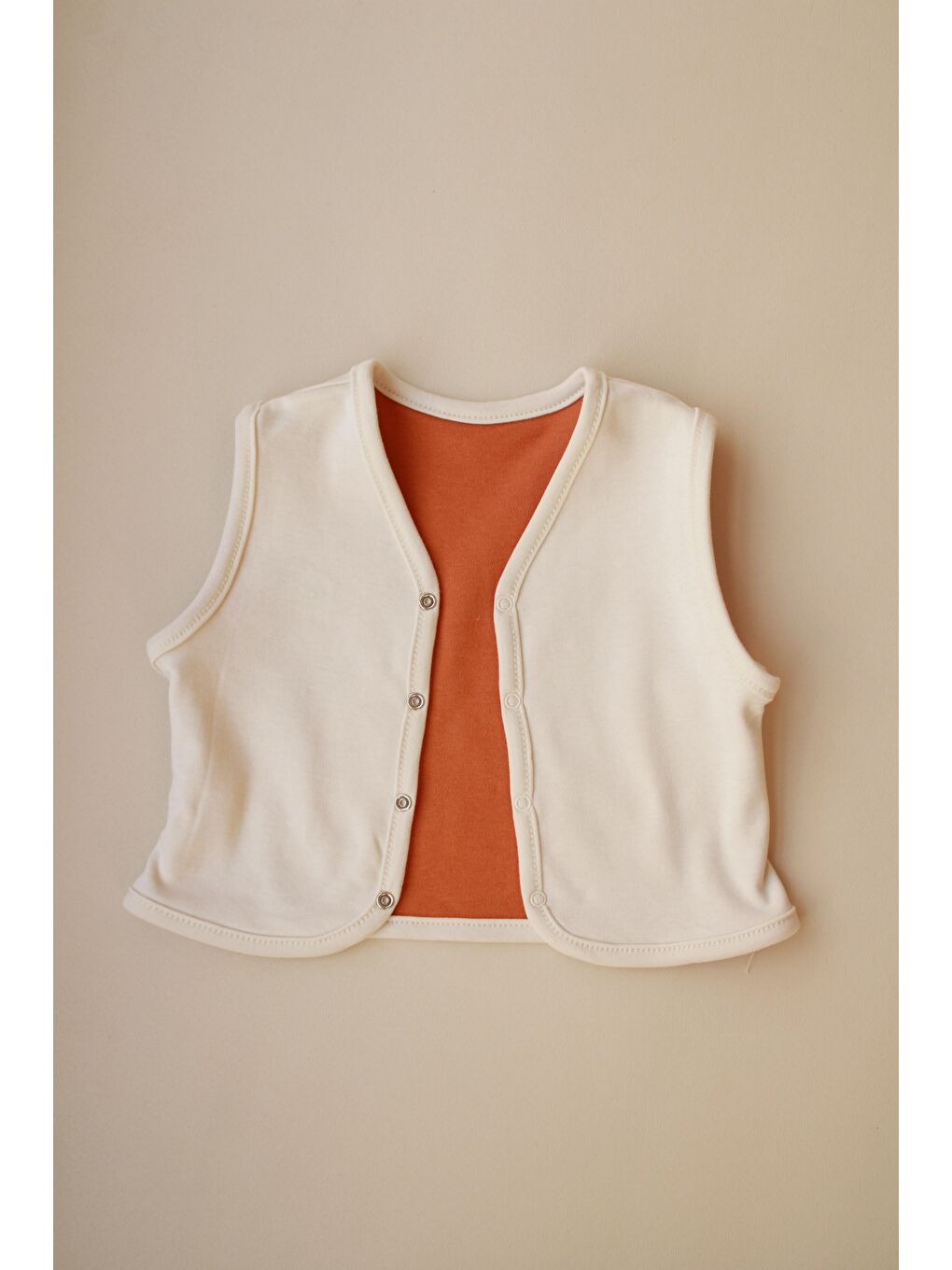 Kahverengi Ahtapot Nakışlı Çift Taraflı Yelek-5