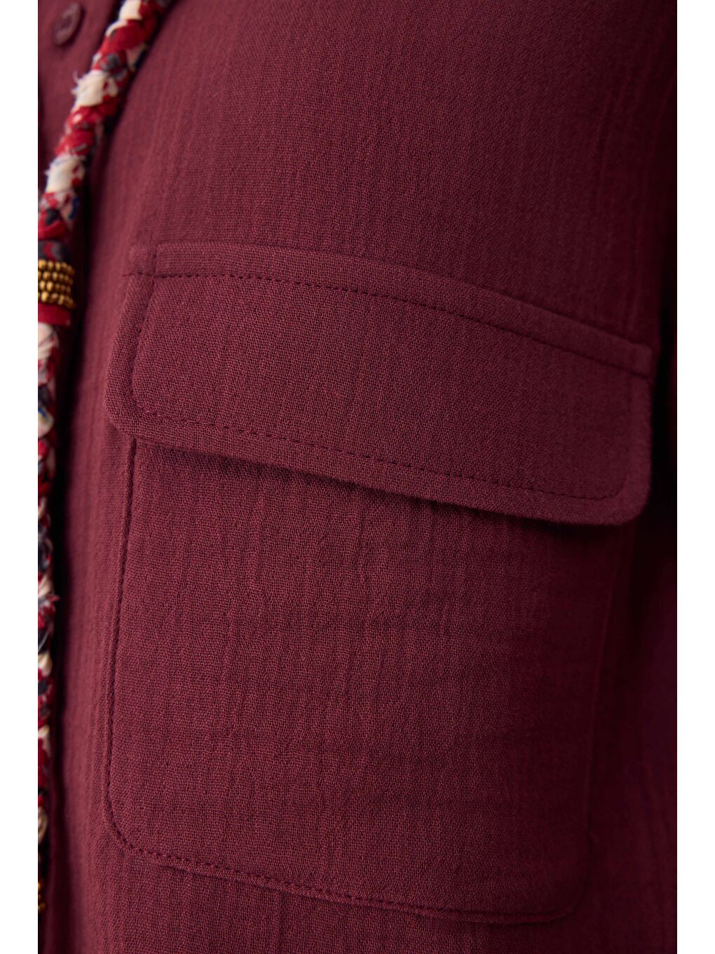 Müslin Cepli Gömlek Bordo-3