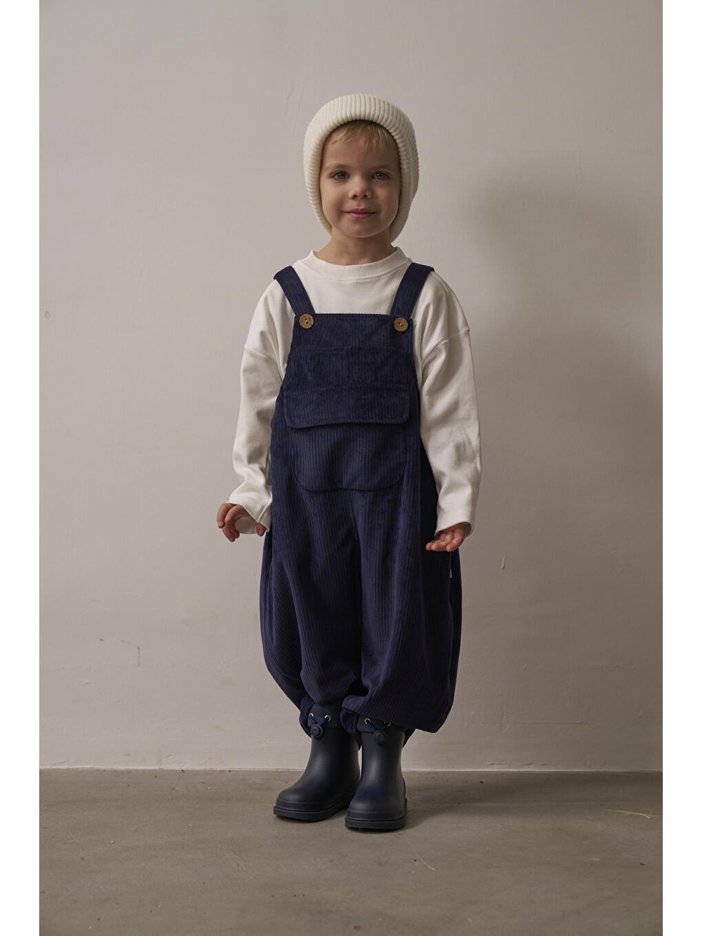 Lacivert Childhood Velvet Çocuk Salopet Tulum