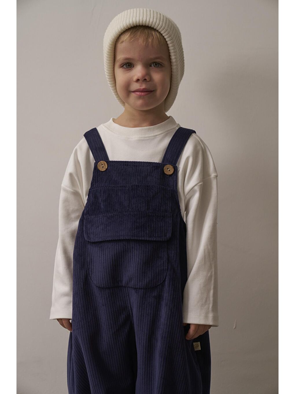 Lacivert Childhood Velvet Çocuk Salopet Tulum-1