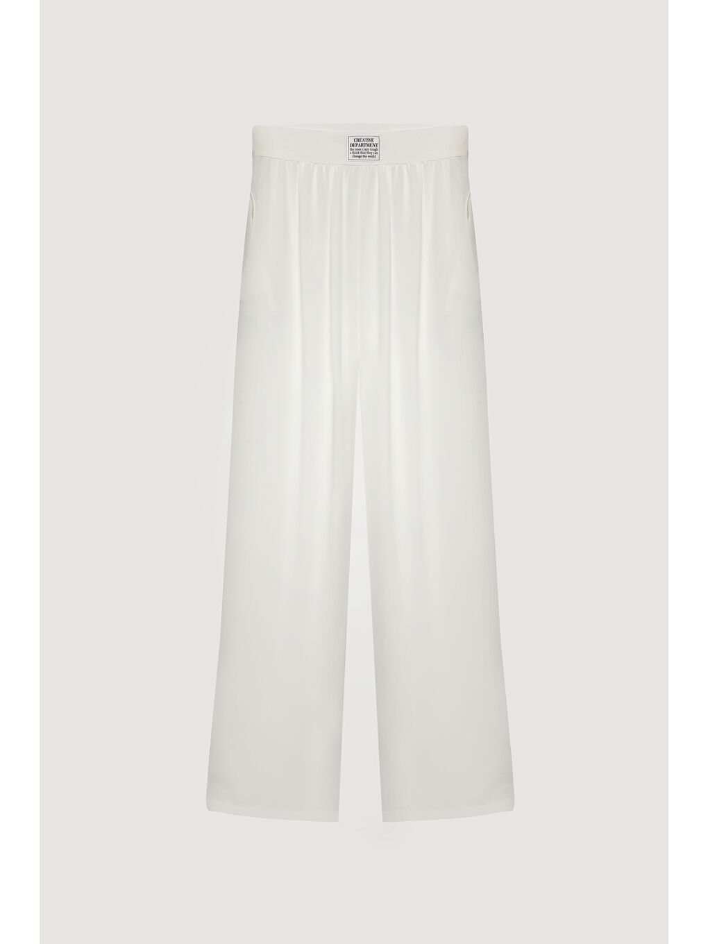 Beli Etiket Aksesuarlı Bol Paça Pantolon Ekru