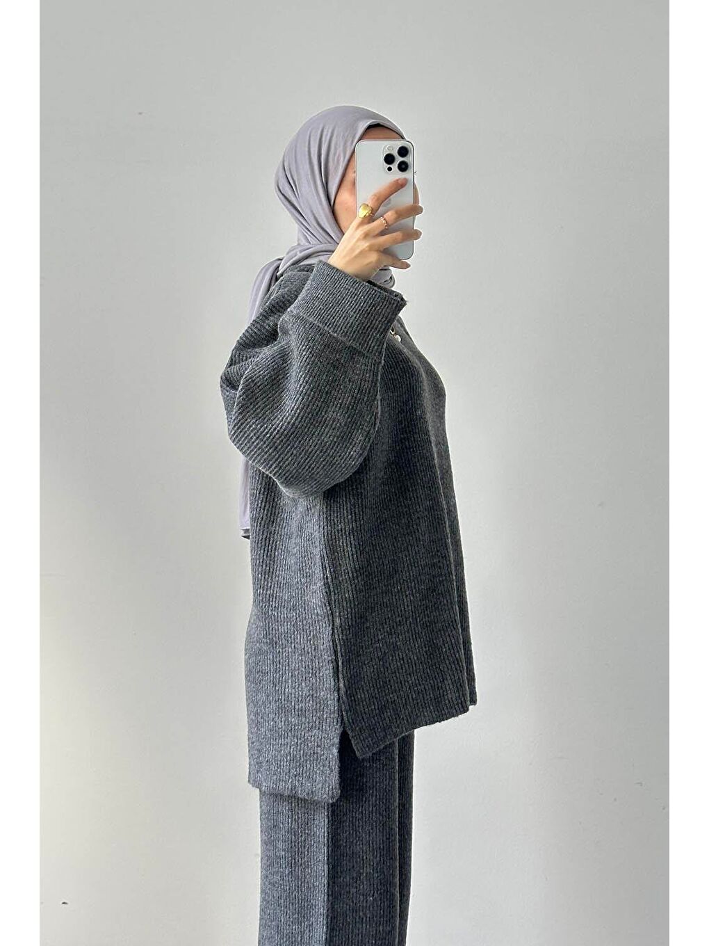 Fitilli Triko Takım Antrasit-1