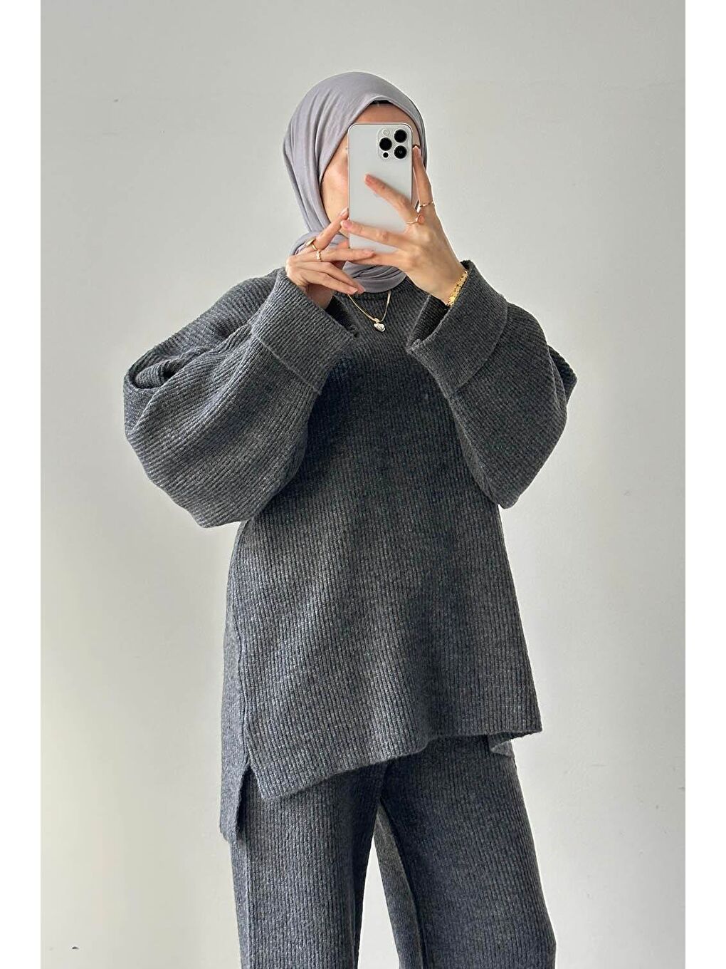 Fitilli Triko Takım Antrasit-2