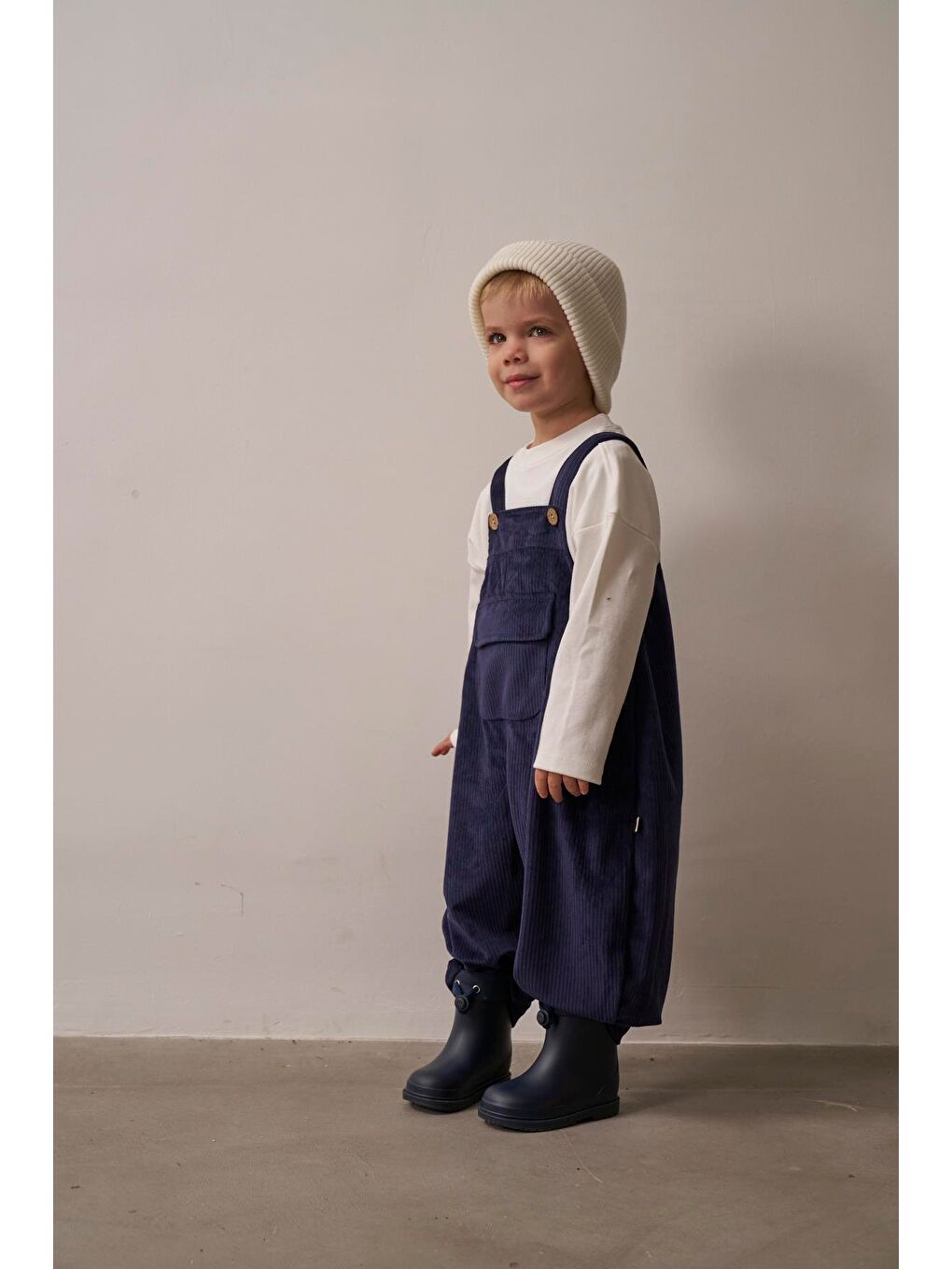 Lacivert Childhood Velvet Çocuk Salopet Tulum-3