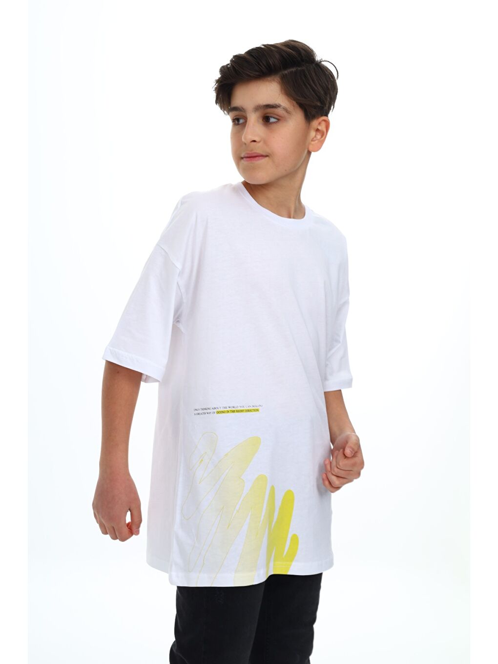 Beyaz Erkek Çocuk Baskılı Tişört-2